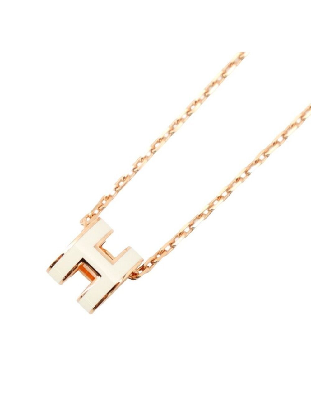 Hermes Necklace Mini Pop H White Pink Gold
